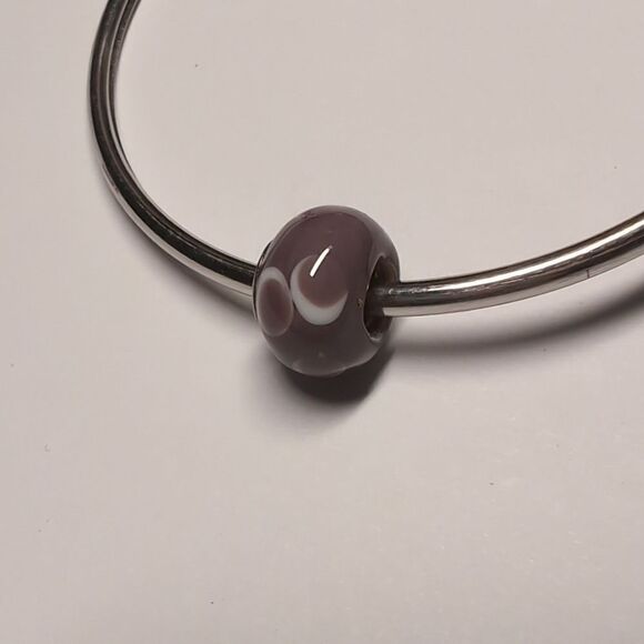 Silver Purple with Purple and White Blossoms Charm for Pandora Style Bra… - Picture 3 of 4